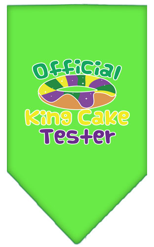 King Cake Taster Screen Print Mardi Gras Bandana Lime Green Large